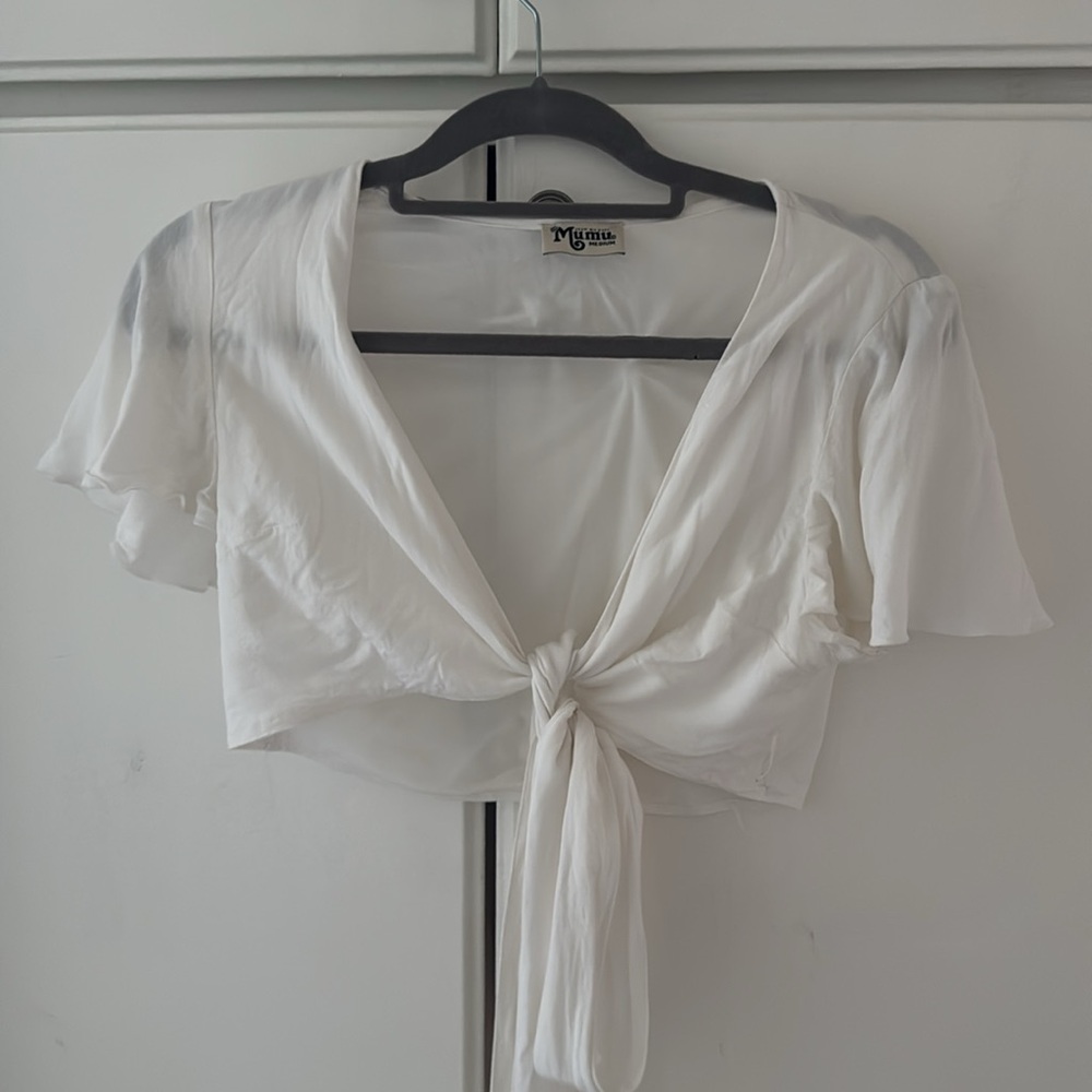Show Me Your Mumu Fallon Tie Top in White Crisp